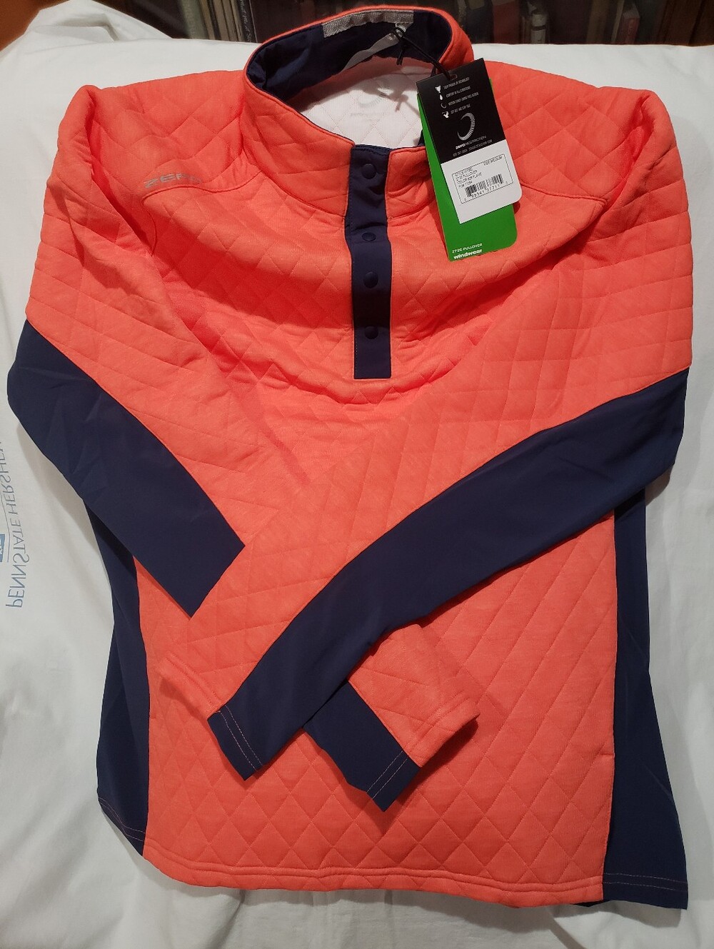 Zero Rstriction Quilted Pullover - Coral & Navy